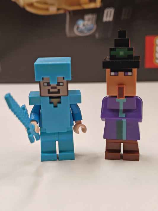 NEW Minecraft Witch & Steve with Diamond Armor Lego Minifigures