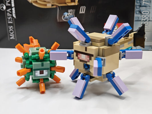 NEW LEGO Minecraft: Elder Guardian & Guardian Figures 21180 The Guardian Battle